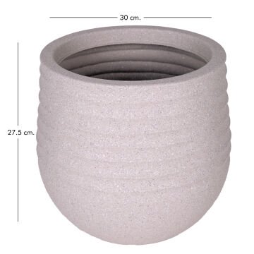Oval İç ve Dış Mekan Saksı Bej Küçük Boy 30x30x27,5 Cm.