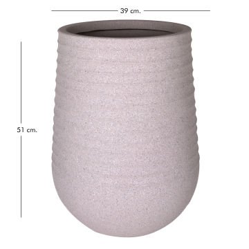 Oval İç ve Dış Mekan Saksı Bej Orta Boy 39x39x51 Cm.
