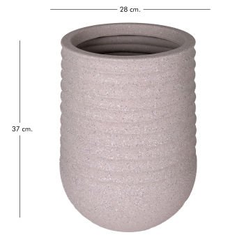 Oval İç ve Dış Mekan Saksı Bej Küçük Boy 28x28x37 Cm.