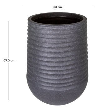 Oval İç ve Dış Mekan Saksı Siyah Büyük Boy 53x53x69,5 Cm.