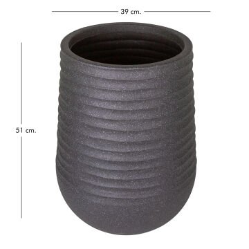 Oval İç ve Dış Mekan Saksı Siyah Orta Boy 39x39x51 Cm.