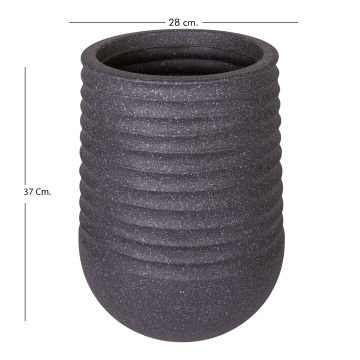 Oval İç ve Dış Mekan Saksı Siyah Küçük Boy 28x28x37 Cm.