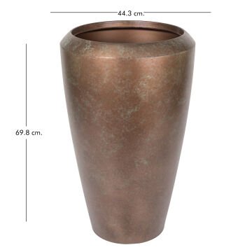 Konik İç ve Dış Mekan Saksı Orta Boy Bakır Eskitme 44,3x44,3x69,8 Cm.