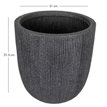 Oval İç ve Dış Mekan Saksı Küçük Boy Koyu Antrasit 31x31x31,5 Cm.