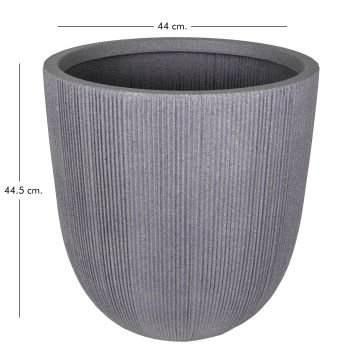 Oval İç ve Dış Mekan Saksı Gri Büyük Boy 44x44x44,5 Cm.