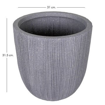 Oval İç ve Dış Mekan Saksı Gri Küçük Boy 31x31x31,5 Cm.