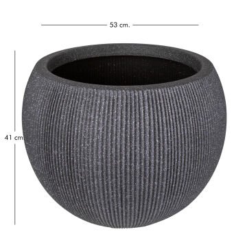 Oval İç ve Dış Mekan Saksı Büyük Boy Koyu Antrasit 53x53x41 Cm.