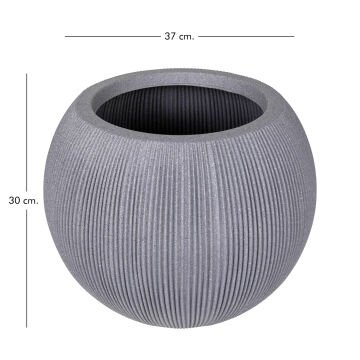 Oval İç ve Dış Mekan Saksı Gri Orta Boy 37x37x30 Cm.