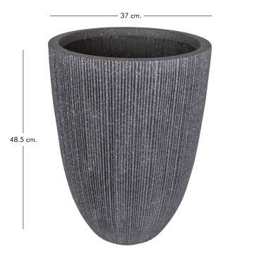 Oval İç ve Dış Mekan Saksı Siyah Orta Boy 37x37x48,5 Cm.