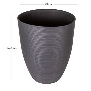 Oval İç ve Dış Mekan Saksı Antrasit Gri Büyük Boy 43x43x52,5 Cm.