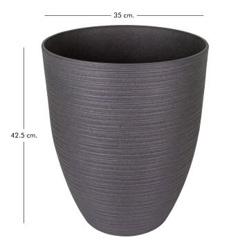 Oval İç ve Dış Mekan Saksı Antrasit Gri Orta Boy 35x35x42,5 Cm.