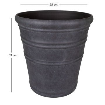 Oval İç ve Dış Mekan Saksı Kömür Siyahı Büyük Boy 55x55x53 Cm.