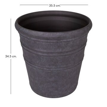 Oval İç ve Dış Mekan Saksı Kömür Siyahı Mini Boy 35,5x35,5x34,5 Cm.