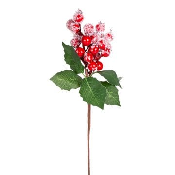 Yılbaşı Çiçeği Pike Karlı Berry Kırmızı-Yeşil 30 Cm.