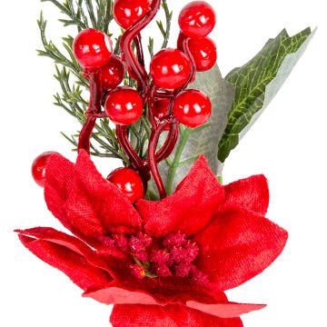 Yılbaşı Çiçeği Pike Berry Puansetyalı Kırmızı-Yeşil 27 Cm.