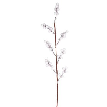 Yılbaşı Çiçeği Pike Kar Efektli Berry Dalı Beyaz 75 Cm.
