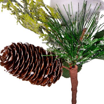 Yılbaşı Çiçeği Pike Berry Kuşlu Kozalaklı Yeşil 20 Cm.