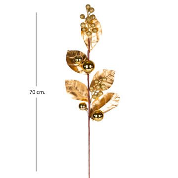 Yılbaşı Çiçeği Pike Berry Gold Simli Gold Yapraklı Yılbaşı Toplu Gold 70 Cm.