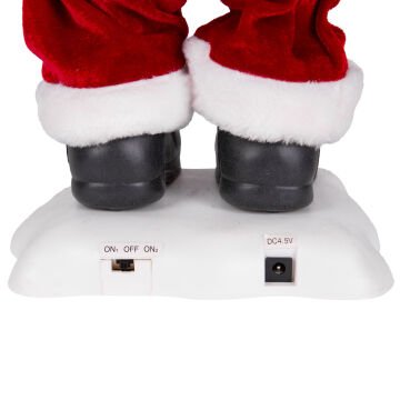 Yılbaşı Noel Baba Hediye Torbalı Ekose Çoraplı Müzikli Hareketli Led Işıklı Kırmızı  60 Cm.