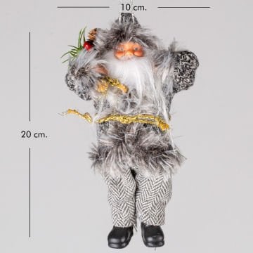 Yılbaşı Gri Elbiseli Askılı Noel Baba Yılbaşı Ağacı Süsü 20 Cm.