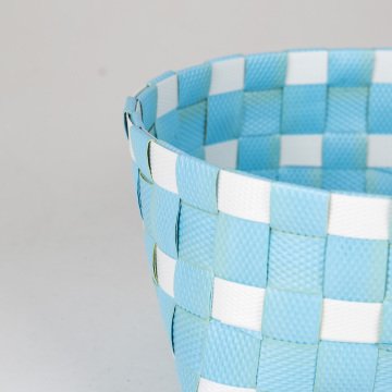 Veramaya Rattan Hasır Sepet Mavi Beyaz 18x10 Cm