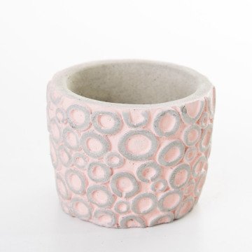 Veramaya Halka Desenli Pembe Beton Sukulent Saksı 8x6 Cm