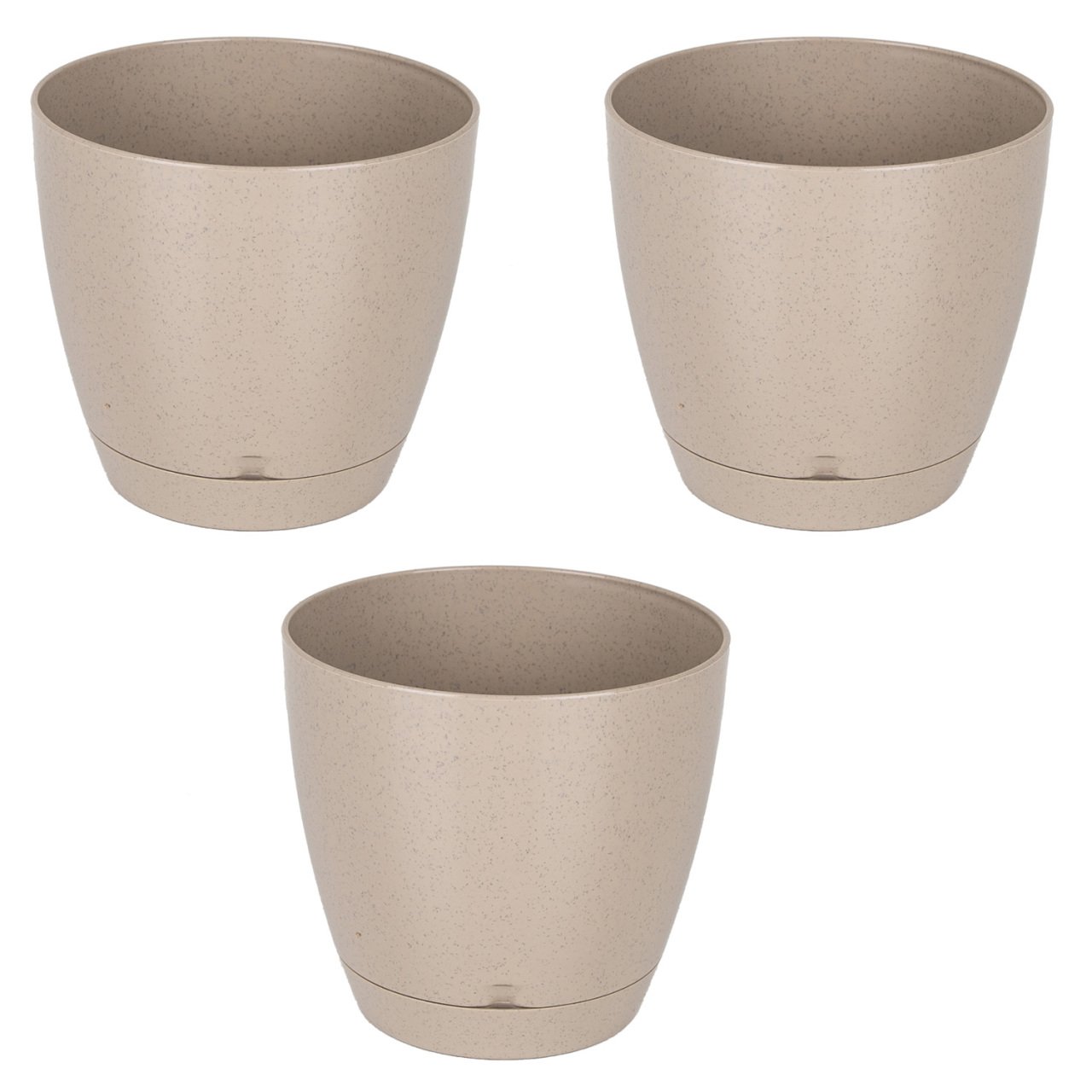 Veramaya 3 Adet Plastik Begonya Saksı No:1 Bej 0,9 Litre 12x11 Cm