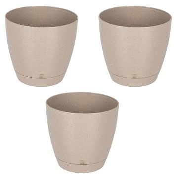 Veramaya 3 Adet Plastik Begonya Saksı No:1 Bej 0,9 Litre 12x11 Cm