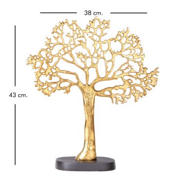 Metal Dekor Ağaç Figürlü Gold-Siyah 38x8x43 Cm.