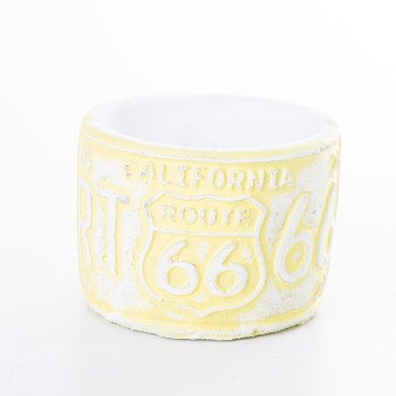 Veramaya Route 66 Sarı Eskitme Mini Beton Sukulent Saksı 9x6,5 Cm