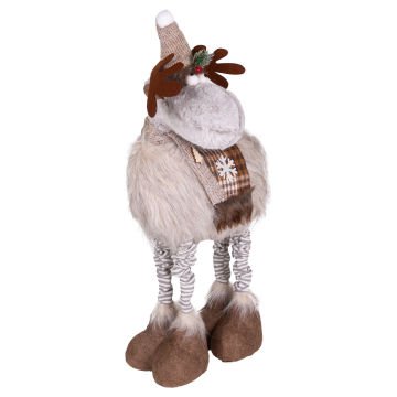 Yılbaşı Süsü Geyik Figürü Teleskop Uzayan Bacaklı Işıklı Kahverengi-Gri 42x15x110 Cm.