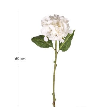 Yapay Çiçek Ortanca Tek Dal Küçük Boy Beyaz 60 Cm.