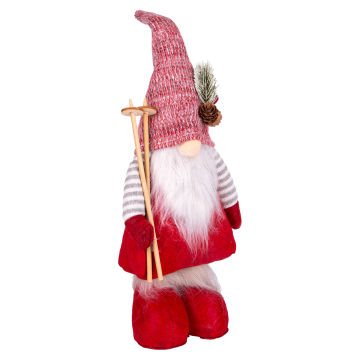 Yılbaşı Süsü Noel Baba Gri-Beyaz Kollu Kızak Takımlı Kırmızı 40 Cm.