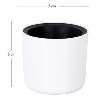 Plastik Silindir Saksı Mimoza Beyaz (0,2 Lt) 7x6 Cm.