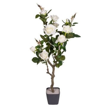 Yapay Gül Ağacı Yeşil-Beyaz 96 Cm.