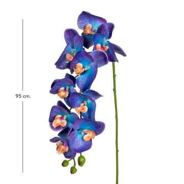 Yapay Orkide Gerçek Dokulu Mor-Mavi 95 Cm.