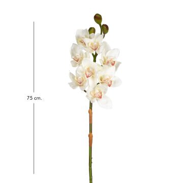 Yapay Orkide Gerçek Dokulu Beyaz 75 Cm.