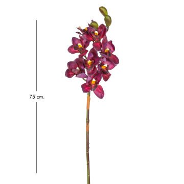 Yapay Orkide Gerçek Dokulu Bordo 75 Cm.