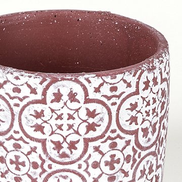 Hitit Desenli Beton Kırmızı/beyaz Saksı 14x12 Cm