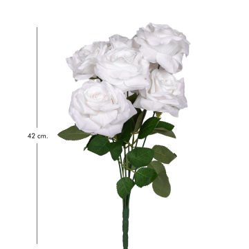Yapay Gül Buketi 7 Çiçekli Beyaz 42 Cm.