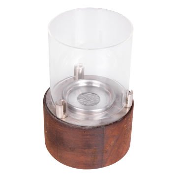 Masaüstü Taşınabilir Bioethanol Ahşap Görünümlü Silindir Şömine Natural 12,5x12,5x18 Cm.