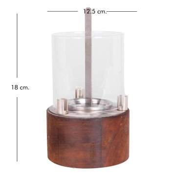 Masaüstü Taşınabilir Bioethanol Ahşap Görünümlü Silindir Şömine Natural 12,5x12,5x18 Cm.