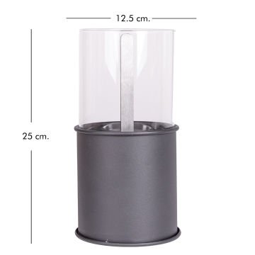 Masaüstü Taşınabilir Bioethanol Silindir Şömine Siyah 12,5x12,5x25 Cm.
