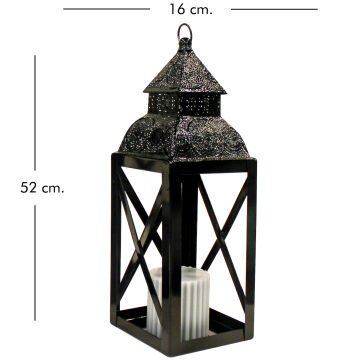 Metal Mumluk Fener Siyah 16x52 Cm.