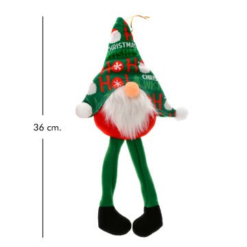 Asılabilir Yılbaşı Süsü Pelüş Cüce Yeşil 36 Cm.