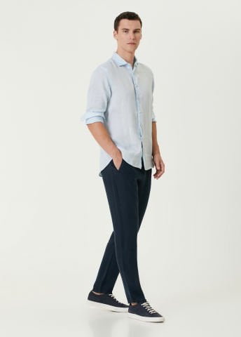 Lacivert Keten Pantolon