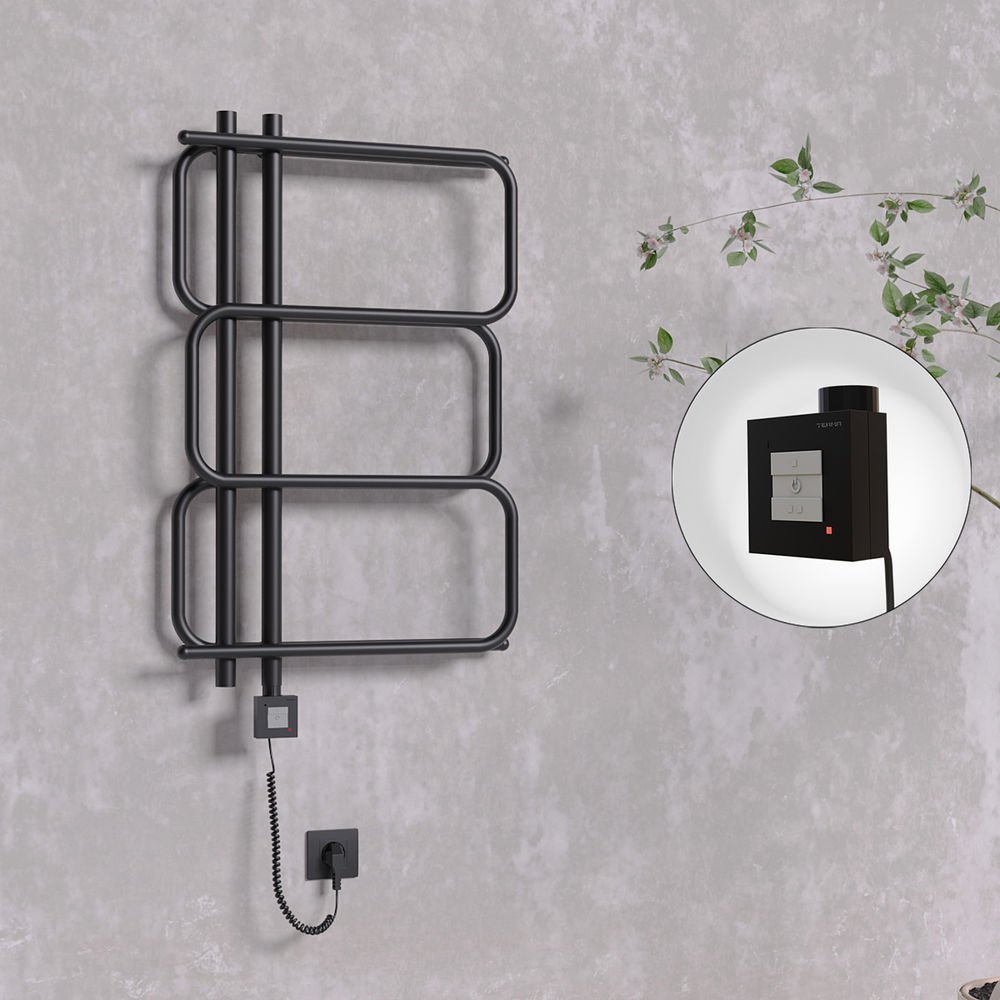 MATSU Elektrikli Havlupan 540x884  Siyah (KTX1 Termostat) 300W Spiral Kablolu