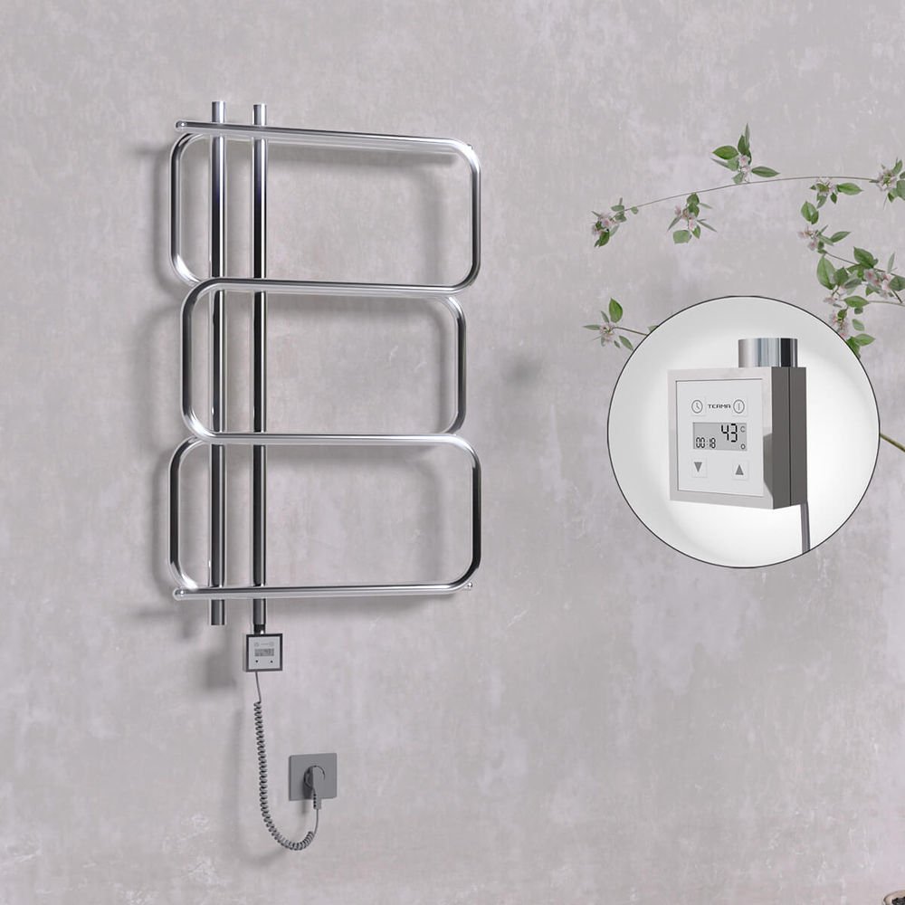 MATSU Elektrikli Havlupan 540x884  Krom (KTX3 Termostat) 200W Spiral Kablolu