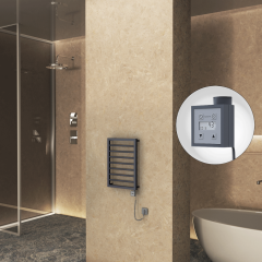 NAXOS Elektrikli Havlupan 450x655 Koyu Antrasit Texture (KTX3 Termostat) 300W Spiral Kablolu