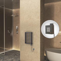 NAXOS Elektrikli Havlupan 450x655 Koyu Antrasit Texture (KTX1 Termostat) 300W Spiral Kablolu